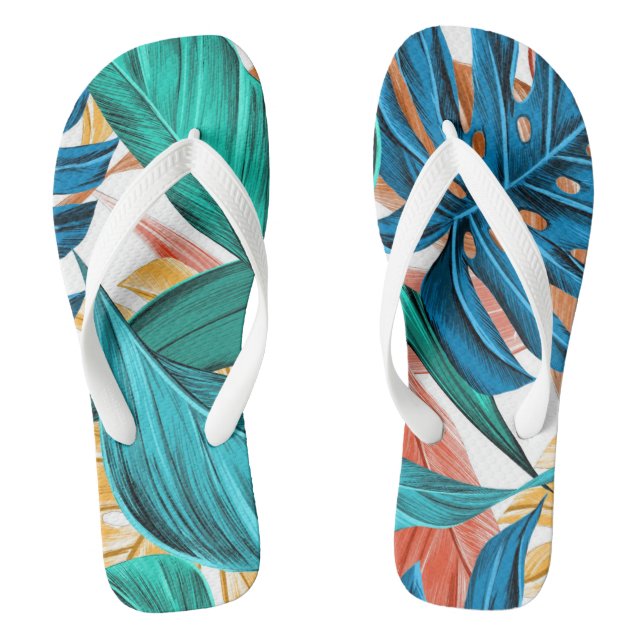 Chanclas Impresión tropical colorida Flip Flops para adulto (Plantilla)