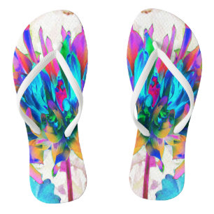 Chanclas Impresionante acuarela Cactus Arcoiris Dahlia
