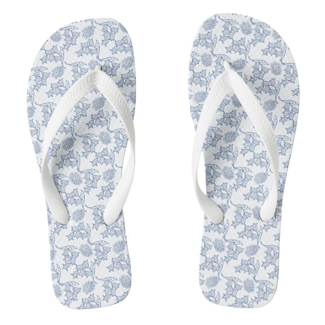 Chanclas Indigo Azul Étnico Floral Impresión Flip Flops (Plantilla)