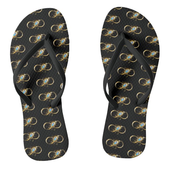 Chanclas Infinito con la pluma de pavo real dorado (Plantilla)