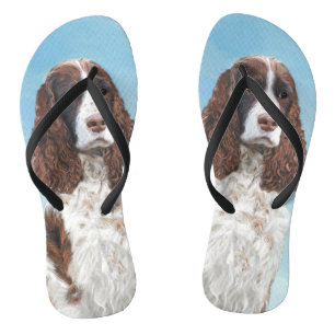 Chanclas Inglés Springer Spaniel Pintura Original Perro Art