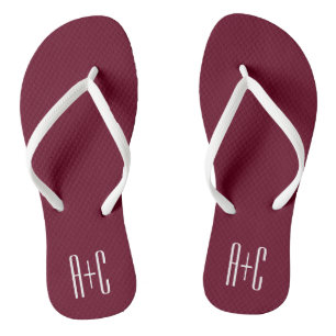Chanclas Iniciales de parejas simples   Blanco y burdeos