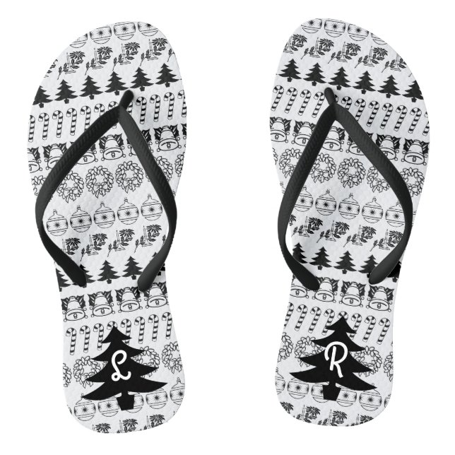 Chanclas Iniciales | Patrón de Navidades Icónicos en blanco (Plantilla)