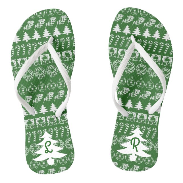 Chanclas Iniciales | Patrón de Navidades Icónicos verdes y  (Plantilla)