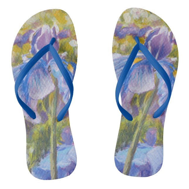 Chanclas Irises: azul, violeta, amarillo-verde—Flip Flops (Plantilla)