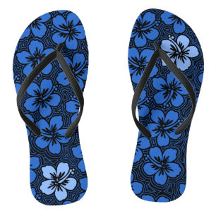 Chanclas Isla Floral de acento hawaiano Hibiscus Pinstriped