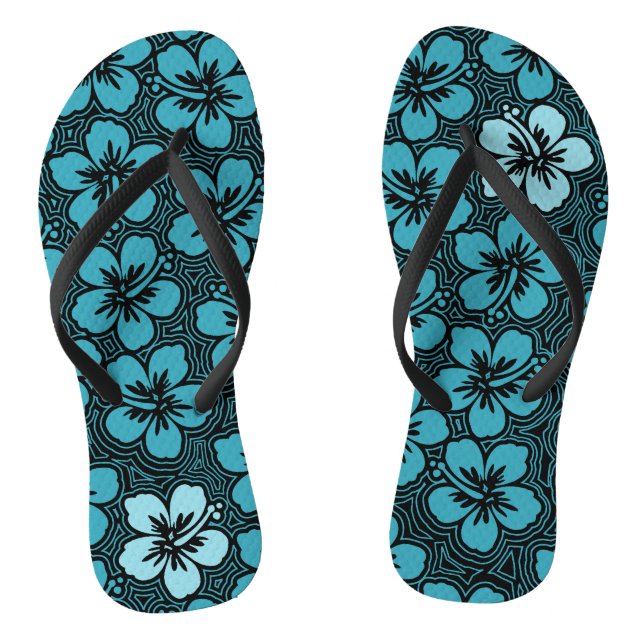 Chanclas Isla Floral de acento hawaiano Hibiscus Pinstriped (Plantilla)