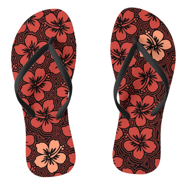 Chanclas Isla Floral de acento hawaiano Hibiscus Pinstriped (Plantilla)