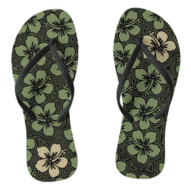 Chanclas Isla Floral de acento hawaiano Hibiscus Pinstriped (Plantilla)
