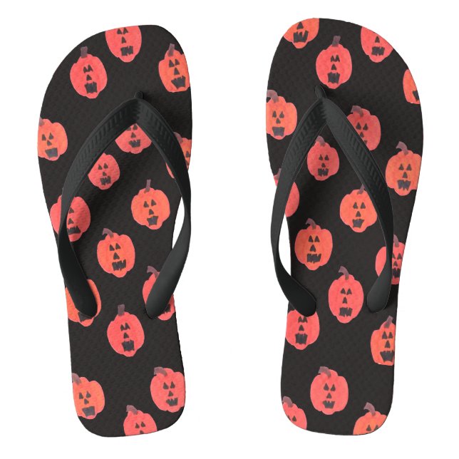 Chanclas Jack-o-Lanterns sobre negro (Plantilla)