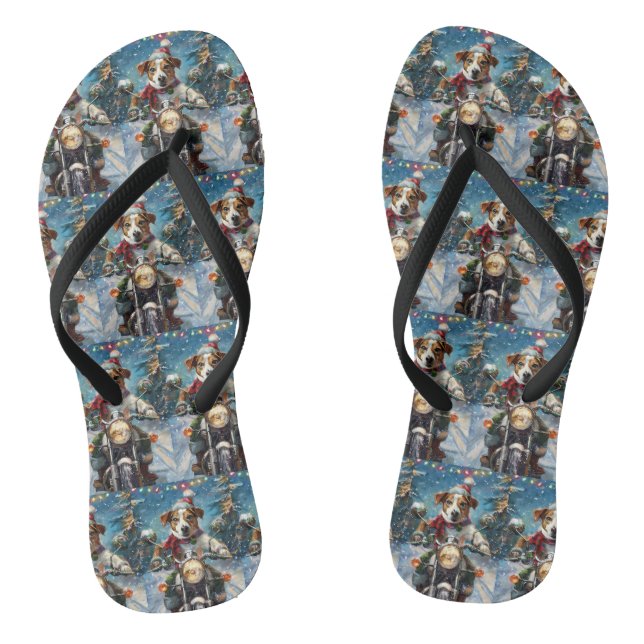Chanclas Jack Russell Perro Montando Motocicleta Navidad  (Plantilla)