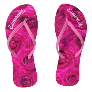 CHANCLAS JANDALS DE PATRONES DE ROSAS DE ROSA PERSONALIZADA