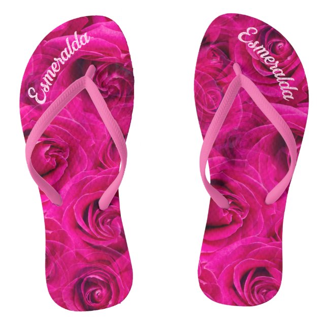 CHANCLAS JANDALS DE PATRONES DE ROSAS DE ROSA PERSONALIZADA (Plantilla)