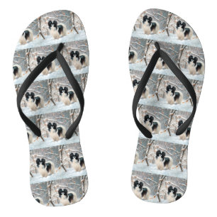 Chanclas Japanese Chin Deja que nieve Navidad