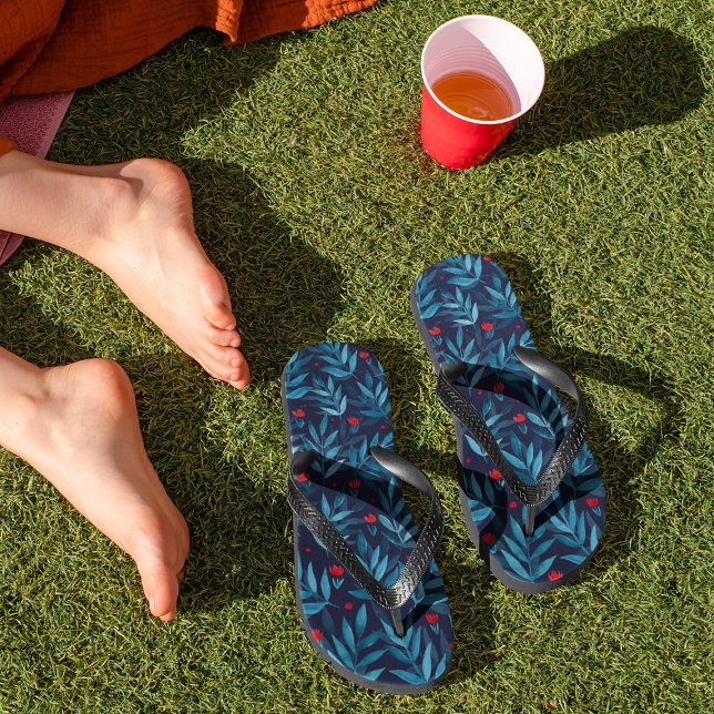 Chanclas Jardín acuático nocturno - azul turquesa, azul y r (Subido por el creador)