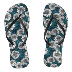 Chanclas Jardines Dahlia blancos/ hojas azules 2