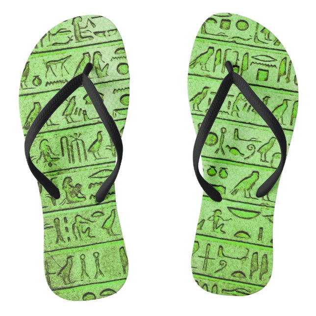 Chanclas Jeroglíficos Egipcios De Flip Verde (Plantilla)