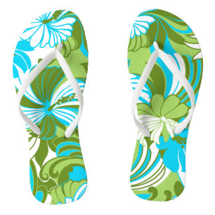 Chanclas Jungla Hibiscus Hawai Tropical Floral Lime