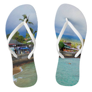 Chanclas Kailua Kona Pier Hawaii pintura al óleo arte digit