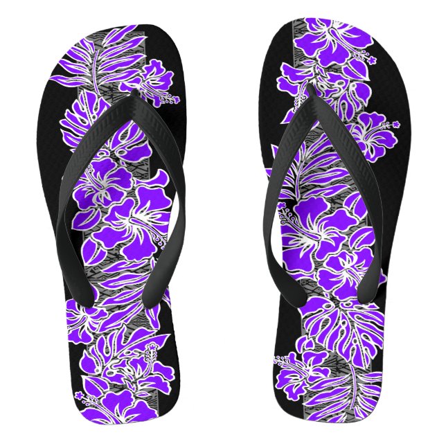 Chanclas Kalaheo Hawai Hibiscus Tapa Flip Flops púrpura (Plantilla)
