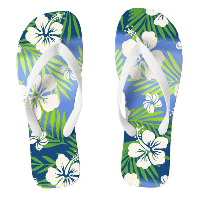 Chanclas Kalani Tie Dye Mezcla Hibiscus Tropical - Azul (Plantilla)
