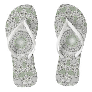 Chanclas Kaleidoscope Fractal Mandala - verde gris