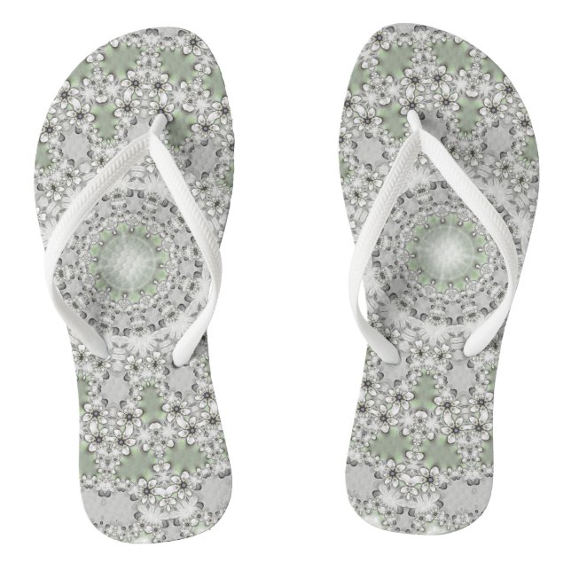 Chanclas Kaleidoscope Fractal Mandala - verde gris (Plantilla)