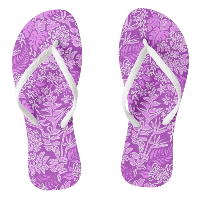 Chanclas Kauai por la mañana Floral protestante hawaiana (Plantilla)