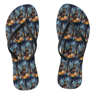 Chanclas Kelpie australiano de Halloween con calabazas ater