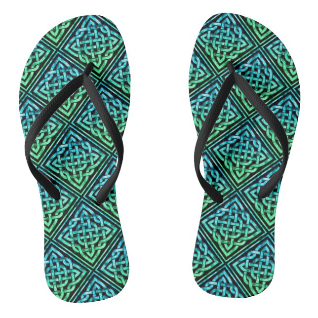 Chanclas Knot celta - Verde azul en mosaico de diamante (Plantilla)