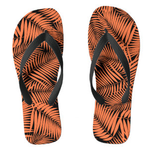 Chanclas Kona Palms Hawaiian Leaf Tropical - Tangerine
