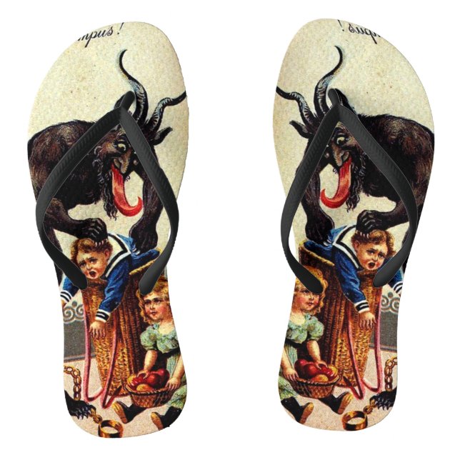 Chanclas Krampus Navidades de feriado en cesta de niños Fli (Plantilla)