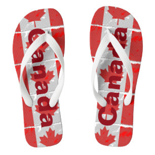 Chanclas La bandera canadiense con Canadá imprimió en rojo