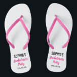 Chanclas La fiesta de la soltera favorece la tipografía mod<br><div class="desc">Estos modernos chanclas de tipografía son un perfecto y simple agradecimiento a cualquier novia que esté teniendo un fiesta de soltero durante el verano o en la playa. Personaliza con el nombre de la novia y la fecha de la fiesta de la soltera.</div>