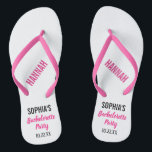 Chanclas La fiesta de la soltera favorece la tipografía mod<br><div class="desc">Estos modernos chanclas de tipografía son un perfecto y simple agradecimiento a cualquier novia que esté teniendo un fiesta de soltero durante el verano o en la playa. Personalice con el nombre de la novia,  el nombre de su dama de honor/amiga,  y la fecha de la fiesta de soltera.</div>