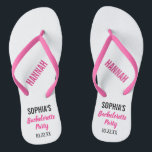 Chanclas La fiesta de la soltera favorece la tipografía mod<br><div class="desc">Estos modernos chanclas de tipografía son un perfecto y simple agradecimiento a cualquier novia que esté teniendo un fiesta de soltero durante el verano o en la playa. Personalice con el nombre de la novia,  el nombre de su dama de honor/amiga,  y la fecha de la fiesta de soltera.</div>