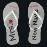 Chanclas La nueva señora… flips-flopes personalizados<br><div class="desc">Estos flips-flopes se pueden cambiar a cualquier oferta de Zazzle del color de fondo.  Usted personaliza estos flips-flopes con su nueva "señora conocida…." y una fecha especial de cuando usted se encontró o la fecha del boda.   Compruebe hacia fuera los muchos diseños que tenemos en nuestra tienda.</div>