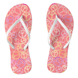 Chanclas La paz retro firma un patrón en rosa