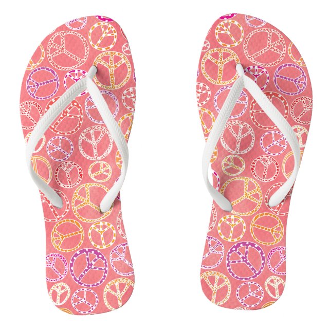 Chanclas La paz retro firma un patrón en rosa (Plantilla)