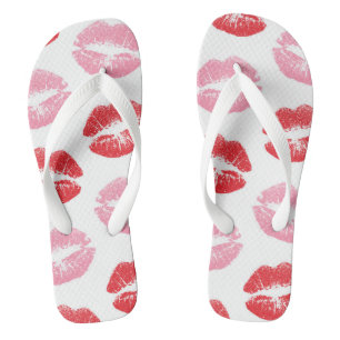 Chanclas Labios rojos y rosados, patrón de labios, lápiz la