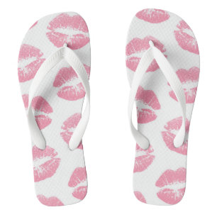 Chanclas Labios rosados, patrón de labios, lápiz de labios