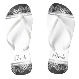 Chanclas Lace blanco, negro y plateado   Fiesta de bodas