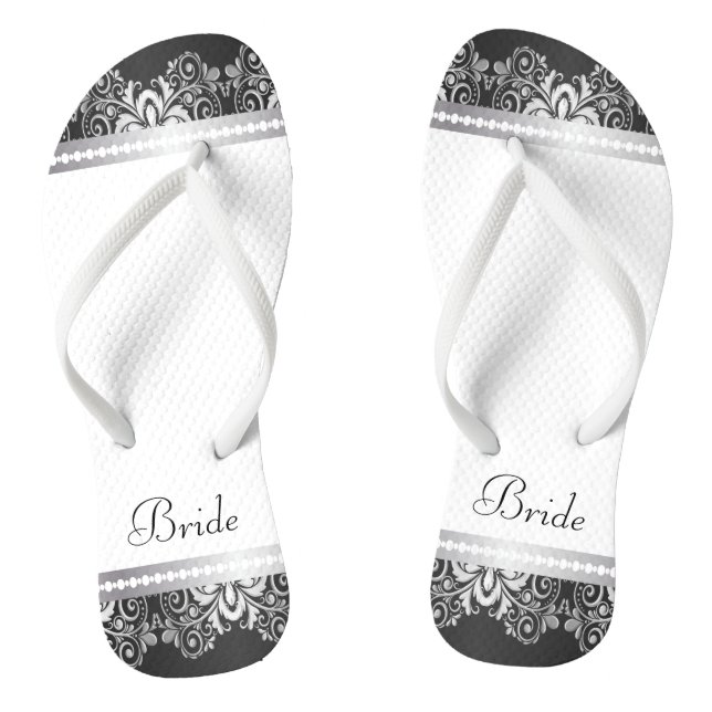 Chanclas Lace blanco, negro y plateado | Fiesta de bodas (Plantilla)
