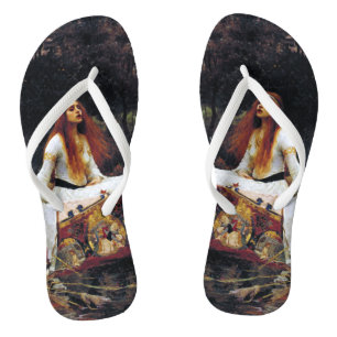 Chanclas Lady Of Shallot en barco Waterhouse Art Flip Flops