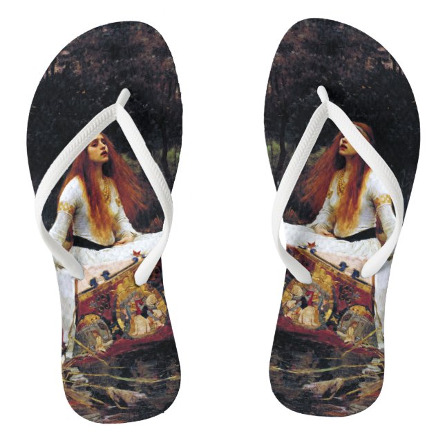 Chanclas Lady Of Shallot en barco Waterhouse Art Flip Flops (Plantilla)