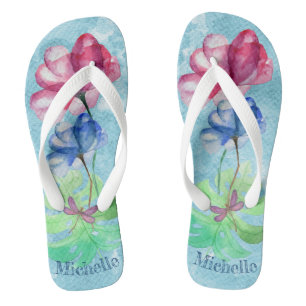 Chanclas Lámina De Dragón Y Agua Floral