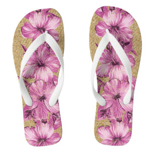 Chanclas Lanai angustiado Hibiscus hawaiano - Rosa
