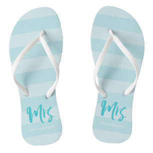 Chanclas Las franjas azules se personalizan con el nombre d