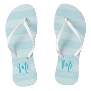 Chanclas Las franjas azules se personalizan con el nombre M