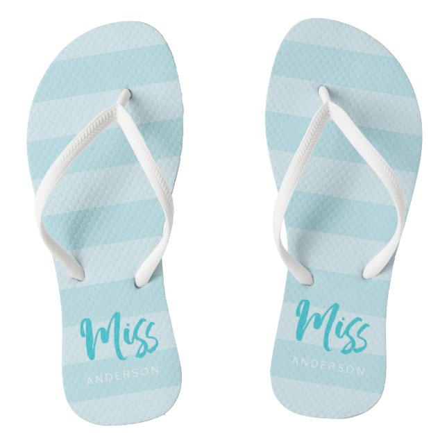 Chanclas Las rayas azules personalizan con la Srta. (Plantilla)